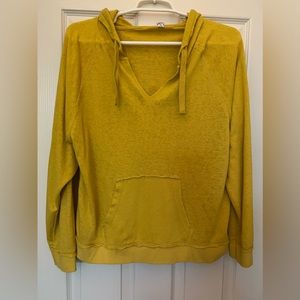 Zyia. Yellow cropped lightweight hoodie, size large.